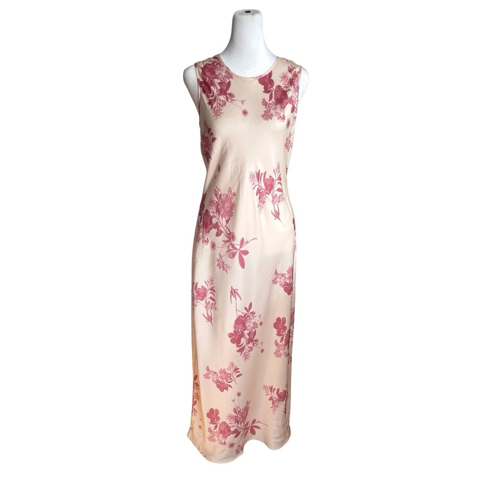 Quince Washable Silk Pink Floral Tank Midi Dress Sz Sz M Feminine - Picture 7 of 16